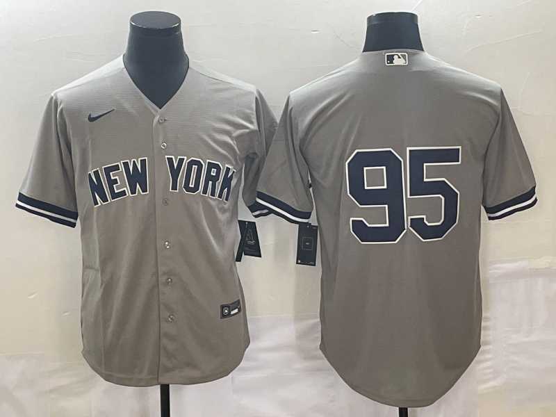 Mens New York Yankees #95 Oswaldo Cabrera Grey Cool Base Stitched Jersey